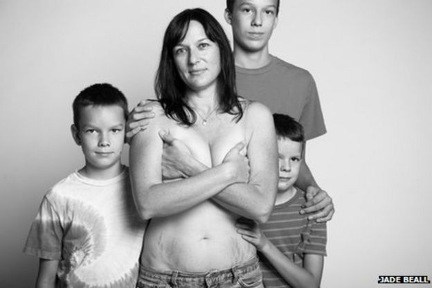 Nicole Meade and her three sons in a photo taken as part of Jade Beall's A Beautiful Body project