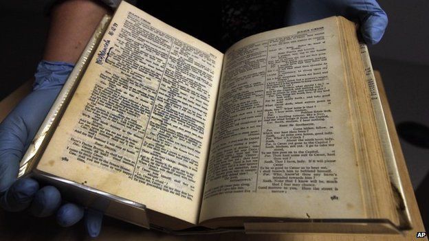 A complete works of Shakespeare used by inmates on Robben Island