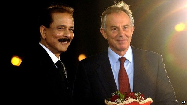 Subrata Roy with Tony Blair at the Balkan Peace Festival, organized by the Sahara Group in Skopje, Macedonia, Wednesday, Oct 2, 2013.