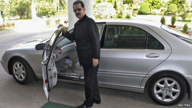 Sahara Group Chairman Subrata Roy poses for a photograph outside his office in Lucknow on 6 May 2013