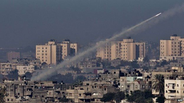 A rocket is fired by Palestinian militants in Gaza in November 2012