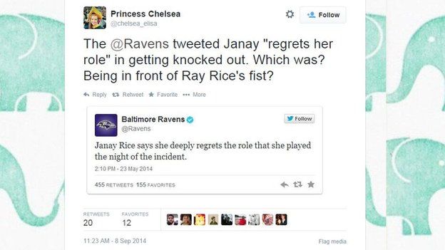 Твит принцессы Челси, осуждающий более ранний твит Baltimore Ravens