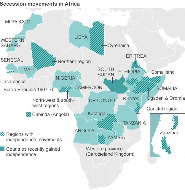 Map: separatist movements in Africa get their wish | alternate ...