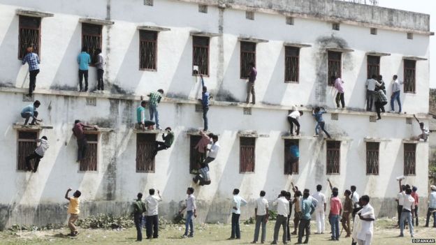 Exam cheating in Saharsa, India