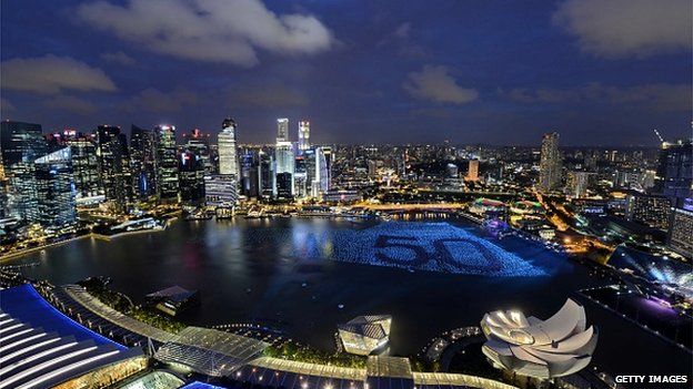Singapore skyline at night