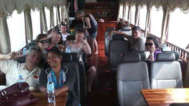 This picture, taken on the boat the day before the accident, shows Johanna Powell waving