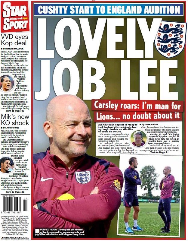 The back page of the Daily Star