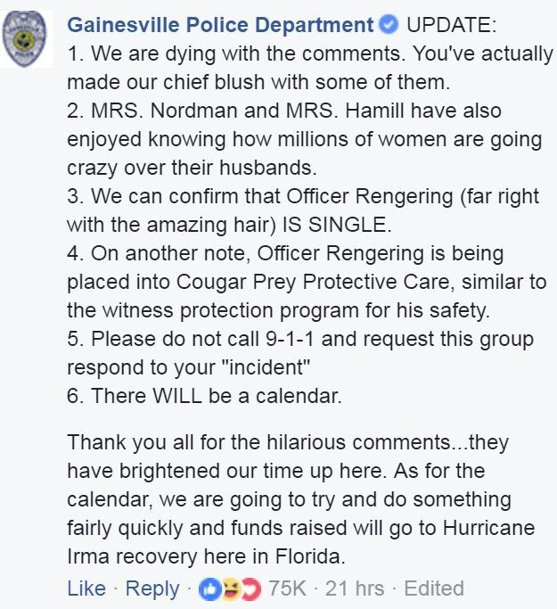 Screenshot of a Facebook post by Gainesville Police Department