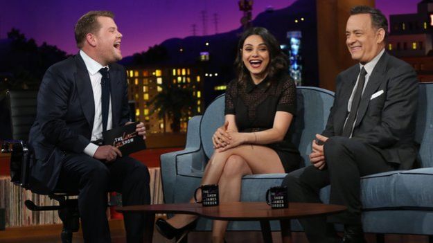 Mila Kunis and Tom Hanks on The Late, Late Show with James Corden
