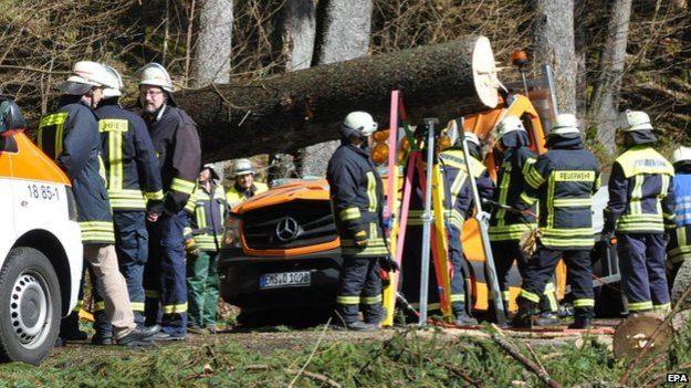 Rescue workers at Montabaur in Germany