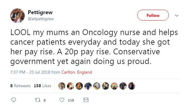 Tweet on nursing pay