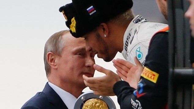 Vladimir Putin and Lewis Hamilton