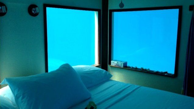 Shot of underwater bedroom