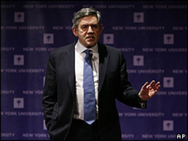 Gordon Brown, primer ministro británico, en Nueva York
