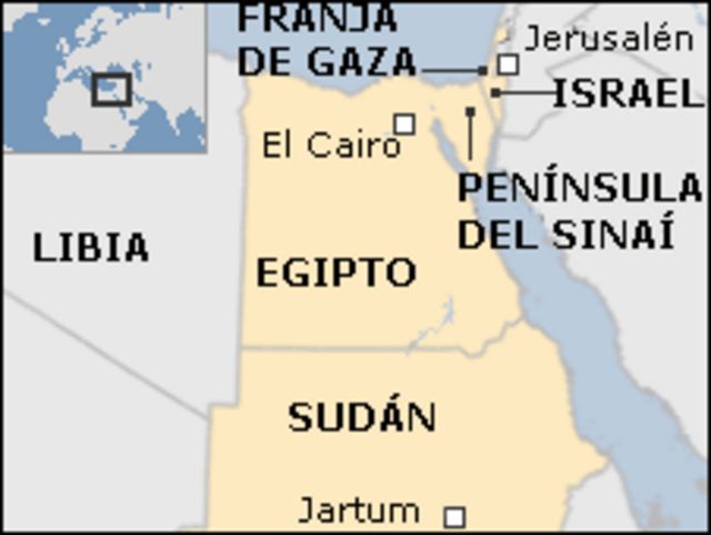 Mapa de Sudán, Egipto e Israel