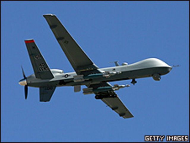 Avión no tripulado MQ-9 Reaper en vuelo en Nevada, EE.UU. en 2007