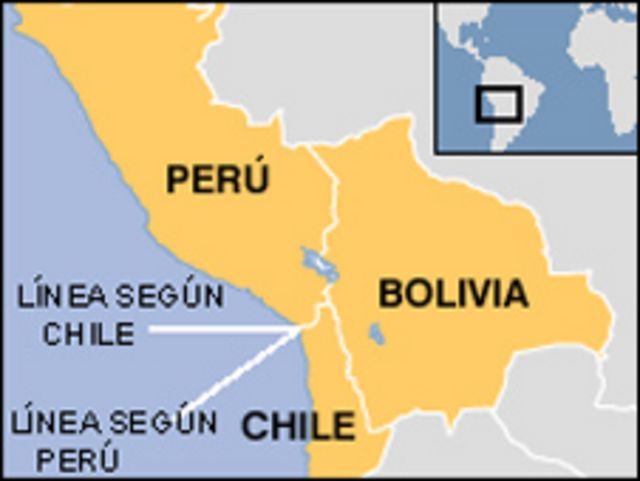 Mapa de Chile, Perú y Bolivia