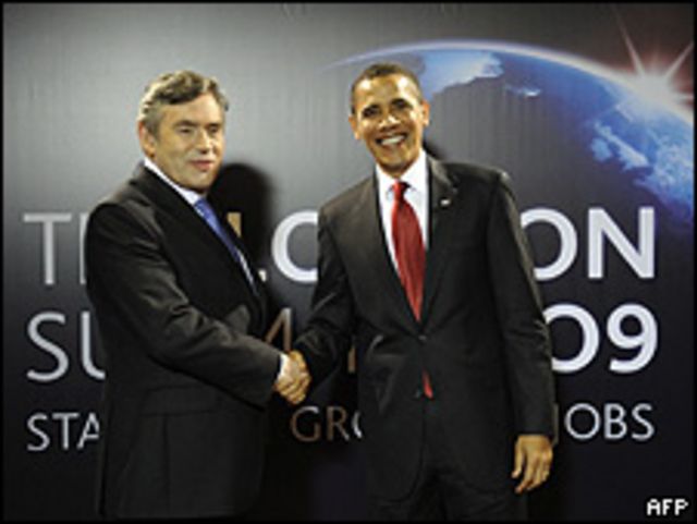 Barack Obama y Gordon Brown