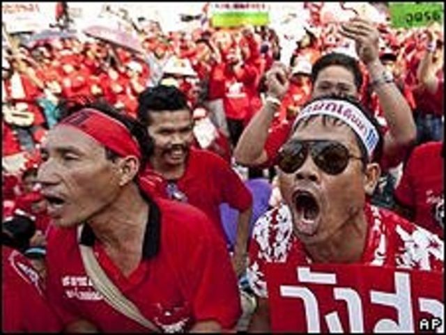 Manifestantes en Bangkok.