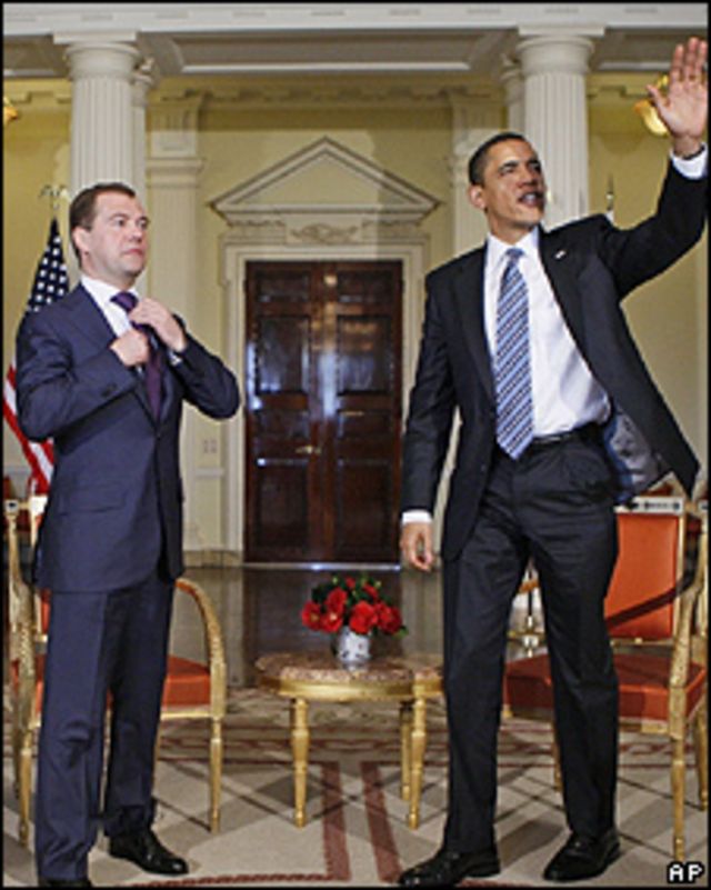 Dmitry Medvedev, presidente de Rusia y Barack Obama, presidente de EE.UU.