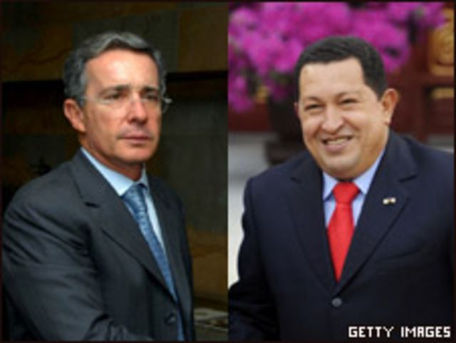 Álvaro Uribe y Hugo Chávez