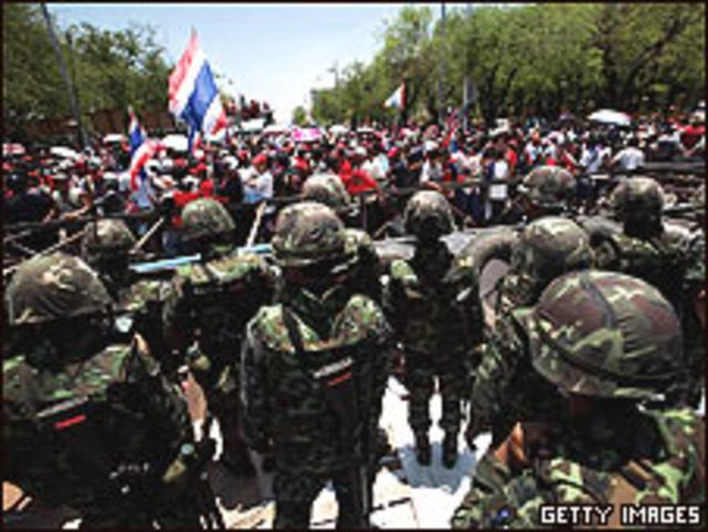 Manifestantes en Bangkok