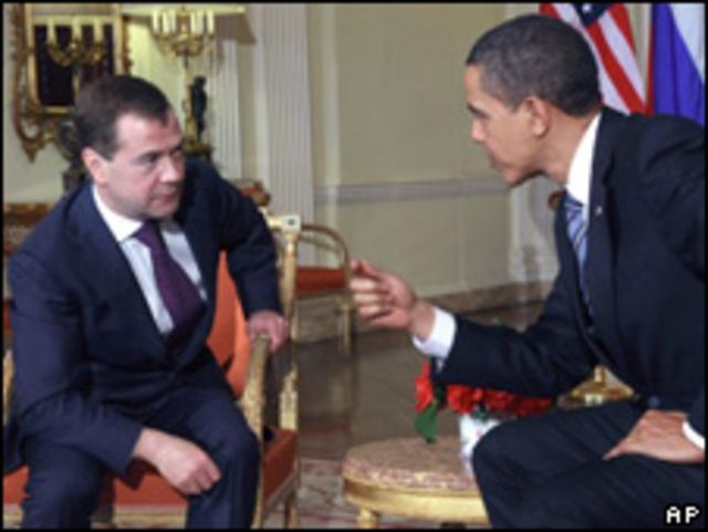 Dmitry Medvedev, presidente de Rusia y Barack Obama, presidente de EE.UU.