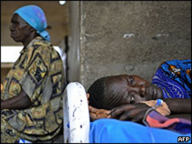 Enfermo de malaria en Sudan.