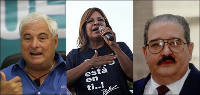 Candidatos: Ricardo Martinelli, de la derechista Alianza por el Cambio; la ex ministra socialdemócrata Balbina Herrera, del gobernante Partido Revolucionario Democrático, PRD; y el ex presidente Guillermo Endara, de Vanguardia Moral de la Patria.