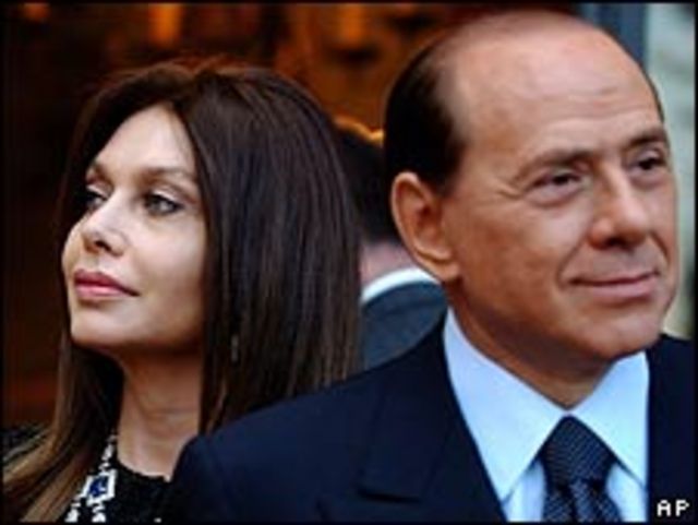 Silvio Berlusconi y su mujer, Verónica Lario