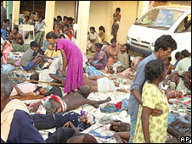 Despalazados en Mullivaaykaal, Sri Lanka