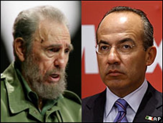 Fidel Castro (izq.) y Felipe Calderón