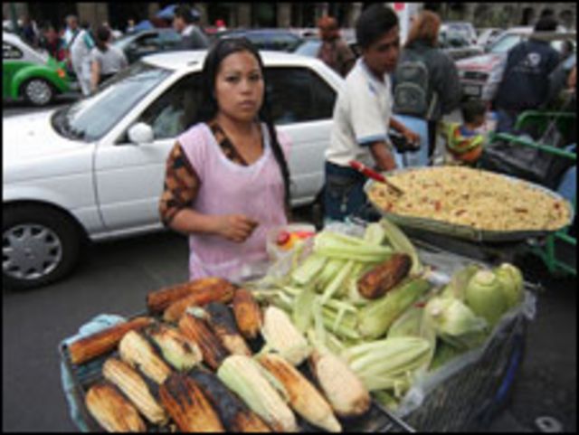 Vendedores callejeros en México.