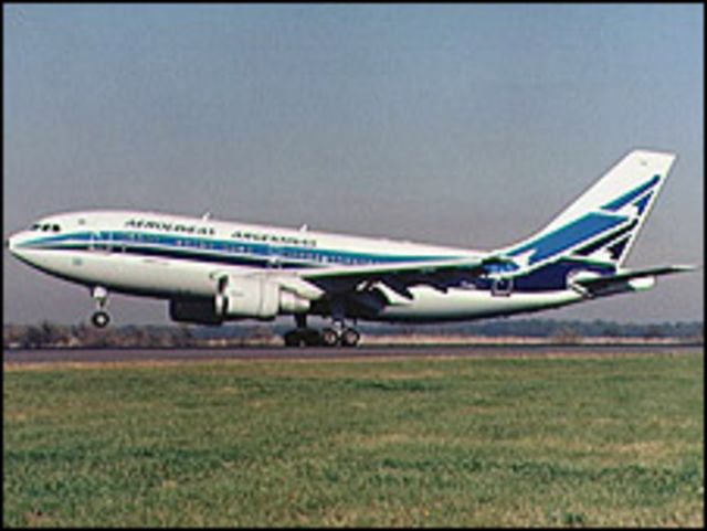 Avión de Aerolíneas Argentinas. Imagen de archivo de 1994.