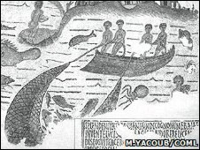 Imagen de pescadores del siglo V.