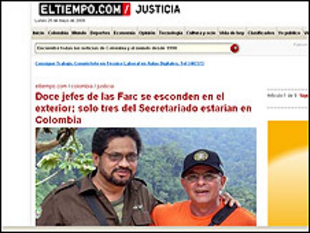 Imagen del diario El Tiempo con información sobre las FARC