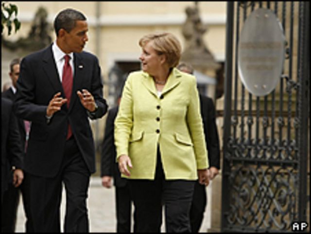 Obama y Merkel en Dresden