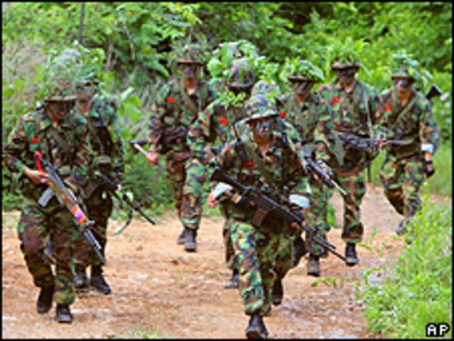 Militares de Corea del Sur durante un entrenamiento