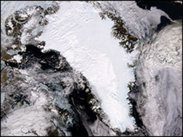 Vista satelital de Groenlandia
