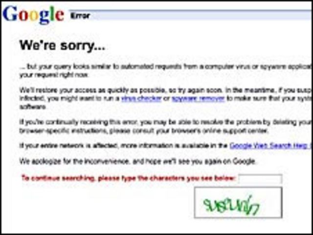 Página de error de google