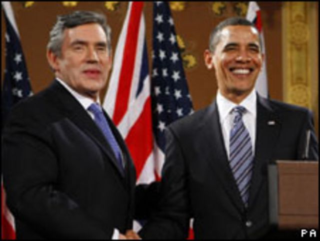 Gordon Brown y Barak Obama