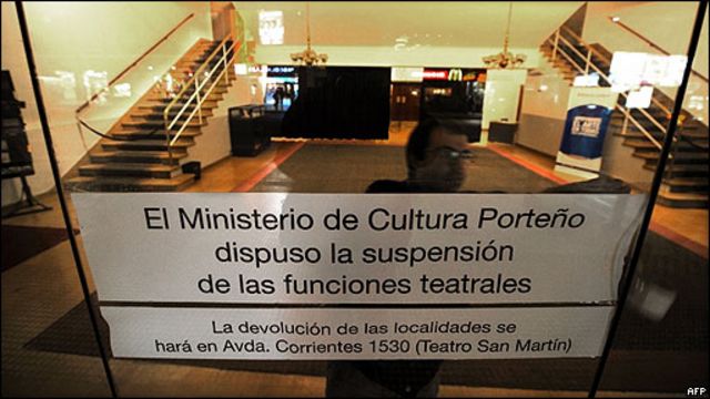 Teatro vacío en Buenos Aires por la pandemia de gripe A.