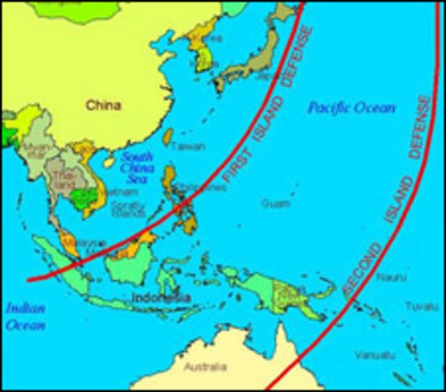 Bản đồ hai tuyến phòng thủ biển của TQ