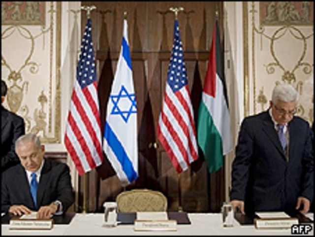 Benjamin Netanyahu y Mahmoud Abbas