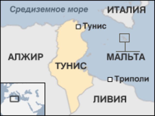 Карта мир в тунисе