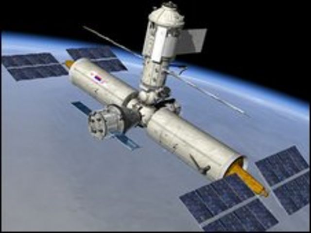 رسم يتخيل كيف ستكون عليه محطة فضائية بوحدات روسية