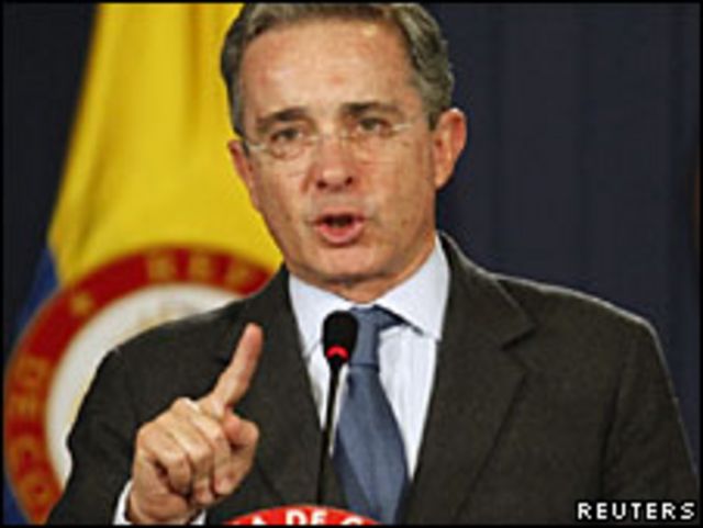 Álvaro Uribe, presidente de Colombia.