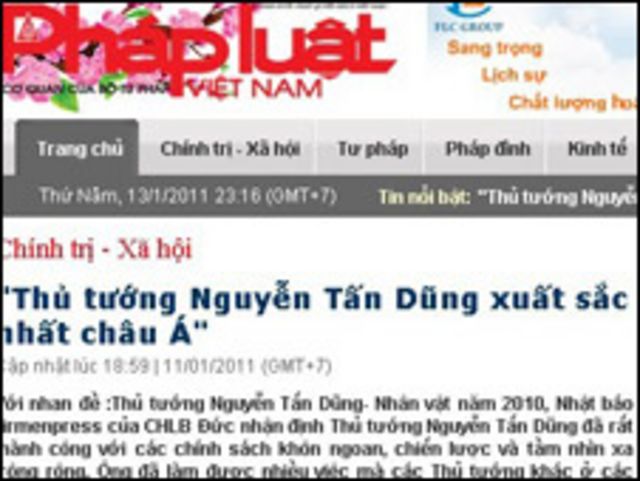 Bài báo trên Pháp luật Việt Nam