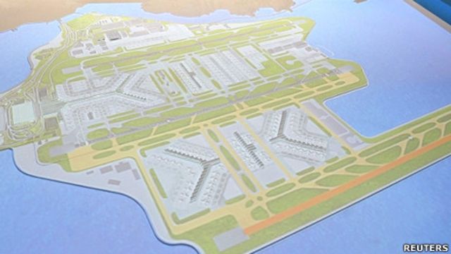 香港機場擴建第三跑道計劃模型(2/6/2011)
