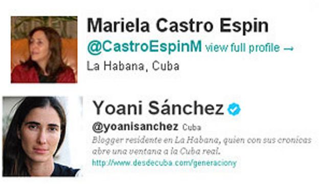 Twitters de Yoani Sánchez y Mariela Castro